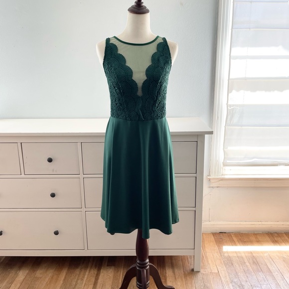 Grace Karin Dresses & Skirts - Grace Karin Green Deep V Sleeveless Party Dress